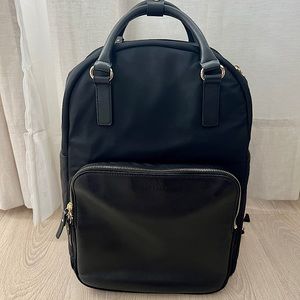 Lo and Sons Rowledge Backpack- Large- Black, Gold hardware, Grey interior